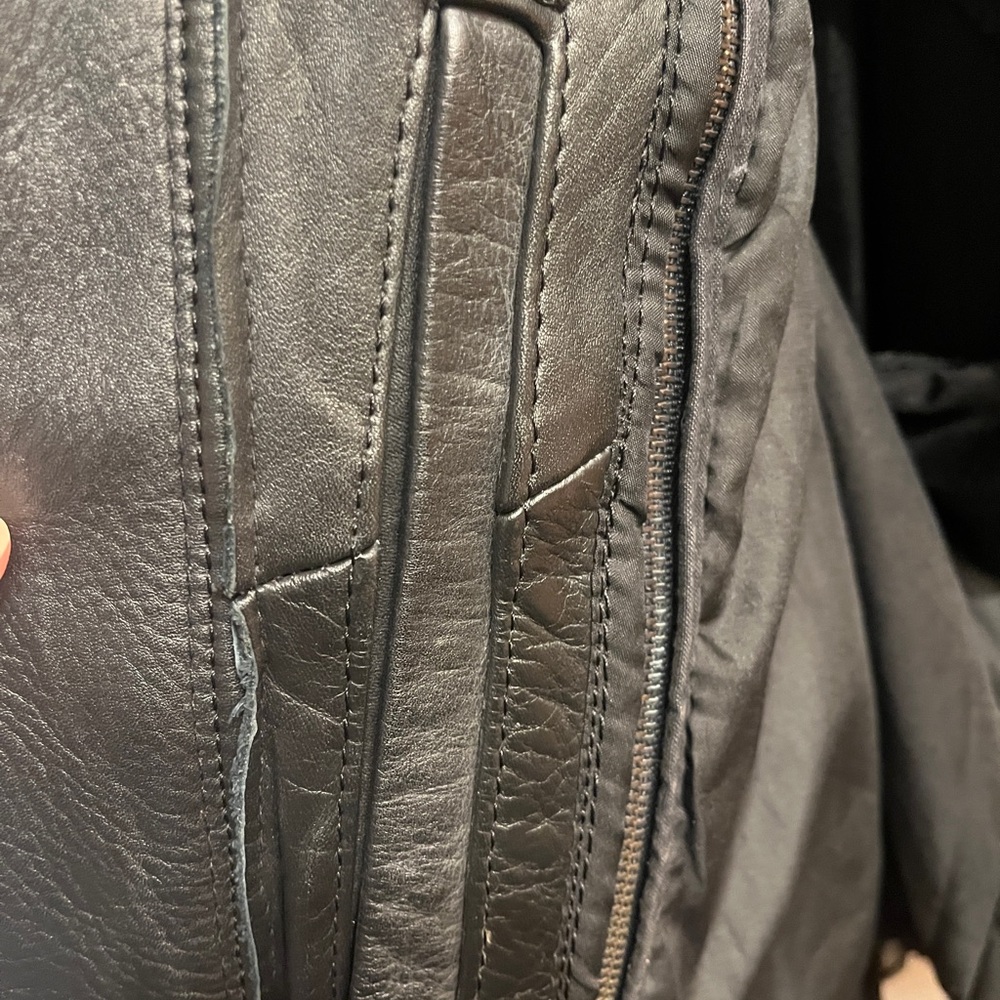 3M Thinsulate Black Leather Jacket with Red Floral Embroidery - Picture 6 of 11